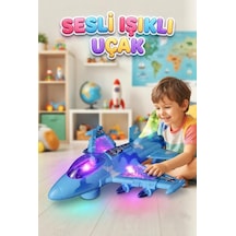 Işıklı Ve Müzikli Çarp-dön Savaş Uçağı - Hareketli Ve Eğlenceli Oyuncak Uçak 24 Cm