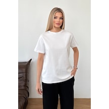 Kadın Bisiklet Yaka Basic T-shirt Beyaz - 26y Mw0000086