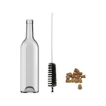 35 Adet Dibi Çukur Mantarlı Şeffaf Cam Şişe 750 Ml Şarap Zeytinya