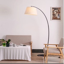 Dylight Retro Metal Dekoratif Rustik Siyah C Kol Başlık Köşe Lambası Lambader  Krem Başlık Çap:40 Cm