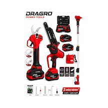Dragro Drg-21v Çift Akülü Bl Motor Çelik Şanzıman Dal K Budama Makası 50mm & Testeresi Pala 20cm
