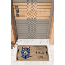 Rugmood Modern Dijtal Baskı Baykuş Stres Yasak Kapı Önü Paspası Çok Renkli