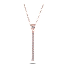 Kuyumcudukkani Zincirli "taşlı Çubuk"figürlü Kolye-37143-r-w Rose Gold