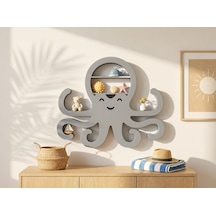 3d Baskı Ahtapot Duvar Rafı - Dekoratif Mini Raf-gri Diğer