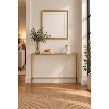 Gold Metal Şeffaf Camlı Modern Dresuar 100cm