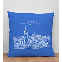 Bk Gift İstanbul Tasarımlı Mavi Kırlent Yastık, Arkadaşa Hediye, Ev Dekorasyonu, Ev Hediyesi-4