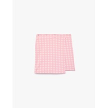 Koton Slim Fit Yüksek Bel Kruvaze Pötikareli Mini Şort Etek Pembe Ekose 6skg40066ak Pembe