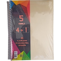 4+1 Ayraçlı Defter 5 Konulu 125 Yaprak 1 Adet 4 Kareli 1 Çizgili Spralli Plastik Kapak Seperatörlü Krem