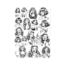 Siyah Beyaz Kız Sticker Set