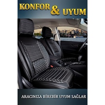 Peugeot 107 Lüx Deri Oto Koltuk Kılıfı Ön Arka Takım Safir Serisi Siyah Beyaz