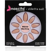 Nascita Stiletto Takma Tırnak Matte French Nails, Mat French Tırnak 24 Adet Sku: Smg8690010443434