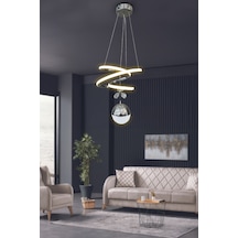 Eylül Tek Toplu Led Avize - - Kumandalı / Krom Krom