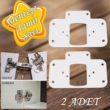 Dolap Kapak Taş Menteşe Tamir Sacı Pratik Onarım Kiti Beyaz Metal Yuva Tablası 6.5 X 9 Cm 2 Adet