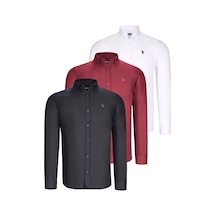 Üçlü Set G725 Dewberry Erkek Gömlek-siyah-beyaz-bordo Siyah-beyaz-bordo
