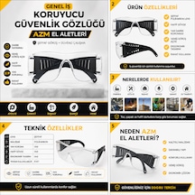 Genel İş Koruyucu Güvenlik Gözlüğü Şeffaf Polikarbon Lens Yan Korumalı Hafif Ve Ergonomik İş Gözlüğü