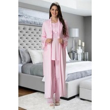 Mecit Pijama Burdagel Mecit 5416 Pembe Uzun Sabahlıklı Lohusa Pjama Takımı
