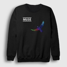 Presmono Unisex Resistance Bird Muse Sweatshirt Siyah