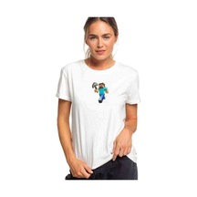 Minecraft Steve Baskılı Beyaz Kadın Tshirt