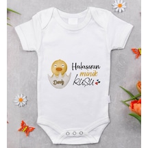 Bitmeyenkartus Bk Kids Isimli Halasının Minik Kuşu Tasarımlı Bebek Body Zıbın - Beyaz