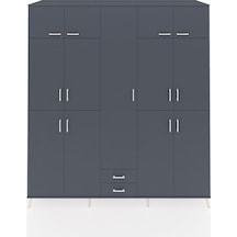 Kronos Dolap 10 Raflı 2 Çekmeceli 4 Askılı 220x59x243 Antrasit-antrasit/antrasit Antrasıt/antrasıt