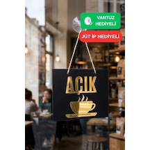 Ahşap Üzeri Gold Aynalı Pleksi Açık-kapalı Cafe Ve Restaurant Tabelası