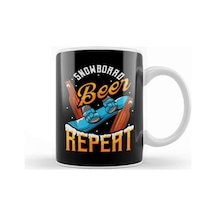 Funny Snowboard Beer Repeat Snowboarding Kupa Bardak Porselen Karışık