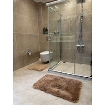 Tavşan Camel Kaymaz Tabanlı 2'li Banyo Halısı Seti