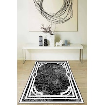 Siyah Çerçeveli Kaymaz Taban Makinede Yıkanabilir Halı Mk43n11