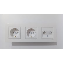 Viko Karre Beyaz 3lü Set Numeris Telefon Prizi + Topraklı Priz + Topraklı Priz
