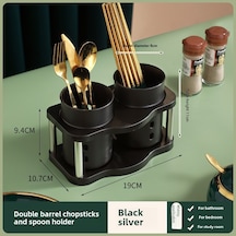 Youtek Mutfak Taşınabilir Çok Fonksiyonlu Bıçak-çatal Saklama Rafı, Uygun Malzeme, Kolay Montajlı, Siyah-gümüş İki Konik Çubukluk Diğer