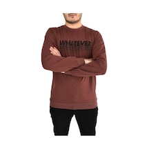 Erkek Sıfır Yaka Sweat Whatever Bgl-st01723 Kahverengi