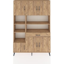 Arges Dolap 10 Raflı Tek Çekmeceli 6 Kapaklı 132x30x195 Çam-çam/çam Atlas Çam/atlas Çam