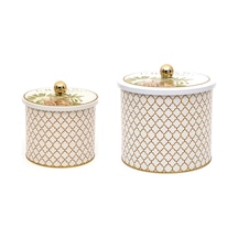 Evle Forrest Topuz Kulplu Saklama Kabı 2'li Set 17.5 x 15.5 CM + 14 x 12.5 CM Çok Renkli
