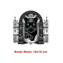 Kara Panter Gotik Temalı Ütü İle Yapışan Tekstil Kumaş Tişört Dtf Baskı 3547