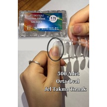 500 Adet Yeni Nesil Jel Destekli Oval Orta Uzun Takma Tırnak Önceden Törpülenmiş Orta Oval