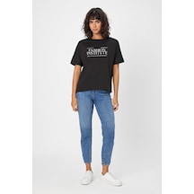 Alexandergardı Bisiklet Yaka Baskılı Yırtmaçlı T-shirt B24-00212 001
