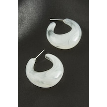 Gld-spt- Oval Plastik Küpe - Beyaz
