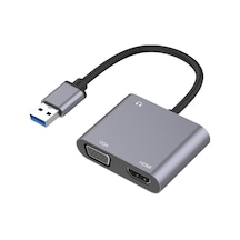 Hdmı / Vga / Audio Hub Adaptörüne 3'ü 1 Usb
