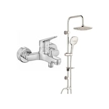 E.c.a. Spylos Banyo Bataryası+t-may Banyo Ayvacık Elips Tepe Duş Takımı Seti - Krom - Paslanmaz