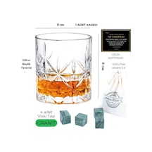 Perlotus 330 Cc Paris Serisi Büyük Kadeh Viski Bardağı Ve 4 Adet Viski Taşı Hediyeli Beyaz