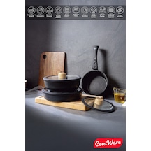 Ceraware Hona Daily 9 Parça Tak Çıkar Saplı Iç Içe Geçebilen Seramik Yapışmaz Tencere Tava Seti Siyah