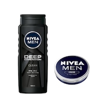 Men Deep Dimension Duş Jeli 500 Ml, 3'ü 1 Arada Komple Bakım, Vücut, Saç Ve Yüz + Men Creme Erkek Bakım Kremi 75 Ml, El, Yüz Ve Vücut Nemlendirici Krem X2 Açık Mavi