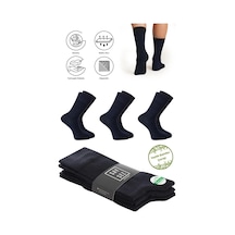Saysez Bambu Erkek Soket Yazlık Uzun Düz Lacivert Çorap Dikişsiz Premium Paket 3'lü / Yıkamalı Soft Çorap Lacivert