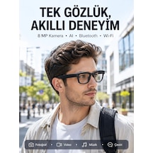 Mey İthalat Siyah 8 Mp Kameralı Akıllı Gözlük Bluetooth Wi-fi Bağlantılı Fotoğraf Video Ses Kayıtlı Aı Destekli 3 Lensli