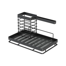 Mutfak Lavabo Düzenleyici Caddy Drenaj Tepsisi Sünger Fırça Bulaşık Bezi Tutucu Tezgah Rafı Pas Önleyici Yüzey İşlemi - Siyah Siyah