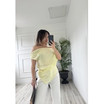Keymoda Kadın Toka Detaylı Cape Bluz Sarı