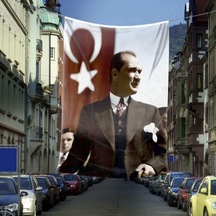 Sivil Mustafa Kemal Atatürk - Ay Yıldız Türk Bayrağı Poster Cephe Bayrağı - 6x9 Metre 1