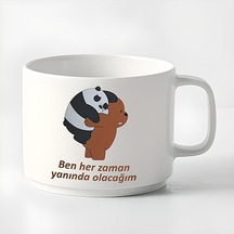 Duble Türk Kahvesi Fincanı & Espresso Arkadaş Dost Kafadar Ayılar Kupa Beyaz