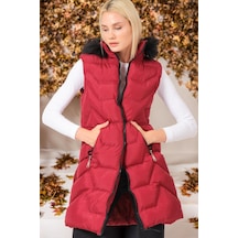 Z6761 Dewberry Bayan Yelek-düz Bordo Düz Bordo