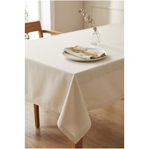 Leke Tutmaz Su İtici Kaliteli Kumaş Yuvarlak Runner Ekru Güpürlü 60x60 Cm